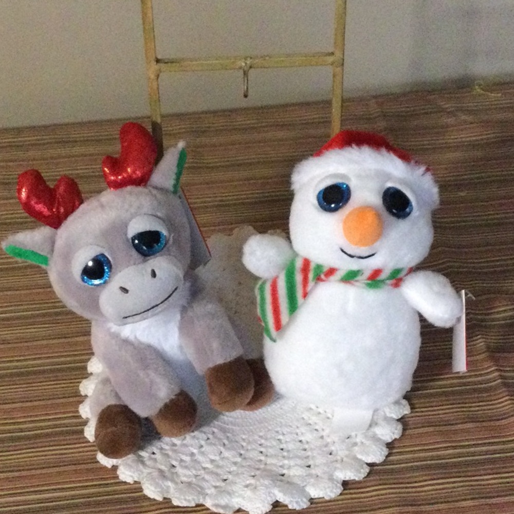 Snowman and a Reindeer....Plush...NWT - Picture 1 of 2